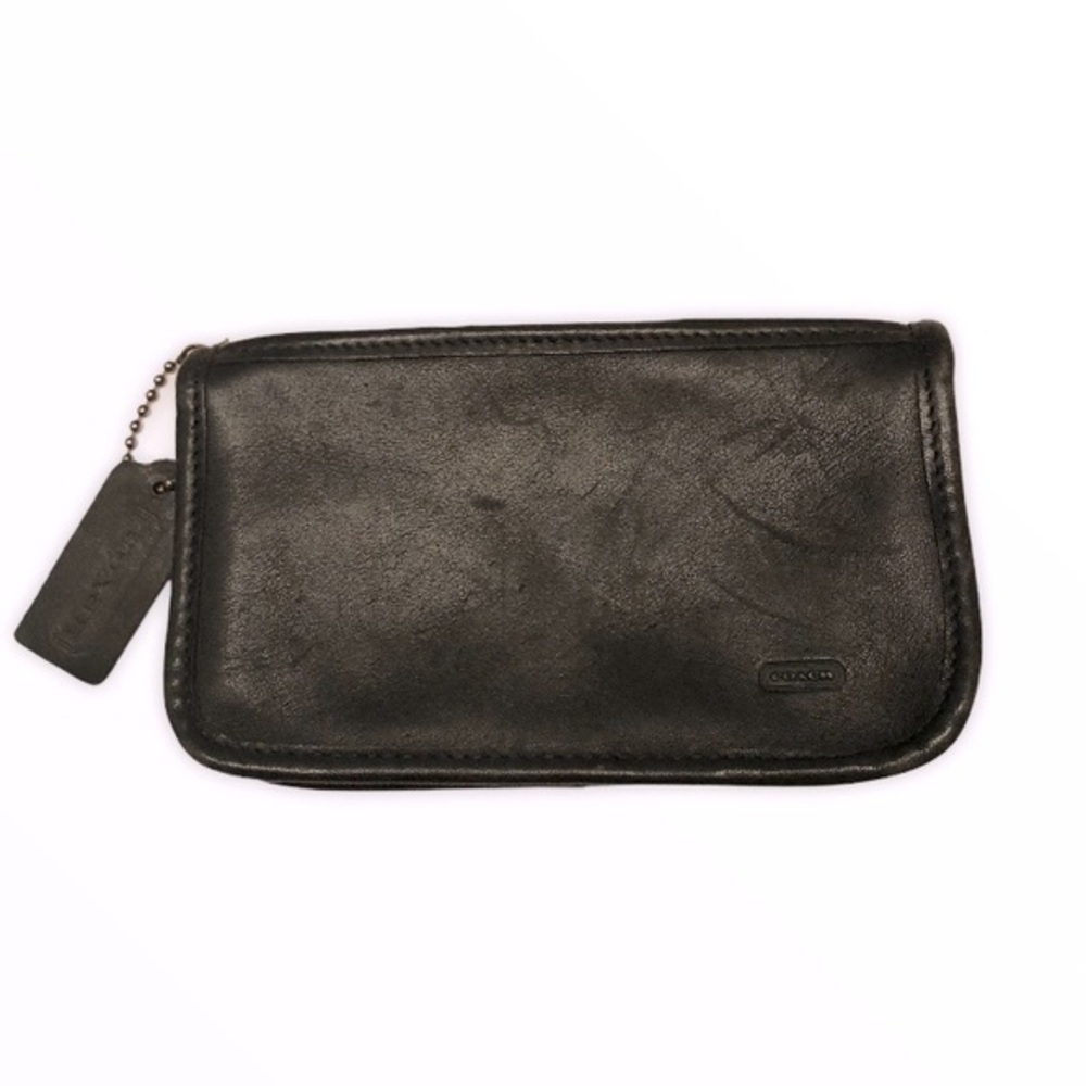 Coach vintage black leather cosmetic bag